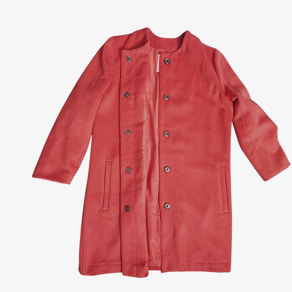 BB Dakota Catina Coral Red Coat Wool Blend Size Medium - Picture 10 of 15
